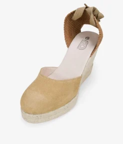 Clearance Bosanova Alpargatas de piel con cuña negras y lazos para atar