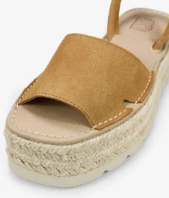 Clearance Bosanova Alpargatas marrones de piel con plataforma de esparto