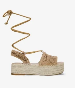 Sale Bosanova Alpargatas taupe con plataforma de esparto