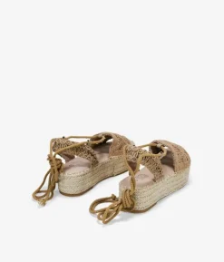 Sale Bosanova Alpargatas taupe con plataforma de esparto