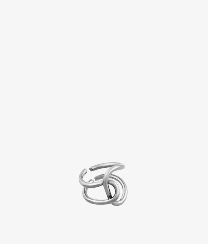 Online Bosanova Anillo metálico plateado con nudo