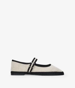 Discount Bosanova Bailarinas beige en canvas con tira al empeine