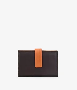 Best Bosanova Billetero mediano marrón en piel con solapa naranja