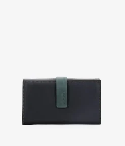 Best Bosanova Billetero negro en piel con solapa verde