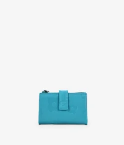 Clearance Bosanova Billetero pequeño azul de piel con cremallera y compartimientos