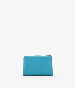 Clearance Bosanova Billetero pequeño azul de piel con cremallera y compartimientos