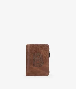 Best Bosanova Billetero pequeño marrón con logo en tachas