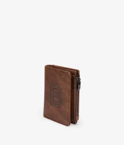 Best Bosanova Billetero pequeño marrón con logo en tachas