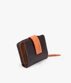 Best Bosanova Billetero pequeño marrón en piel con solapa naranja