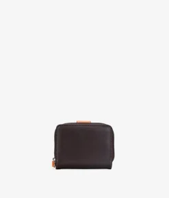 Best Bosanova Billetero pequeño marrón en piel con solapa naranja