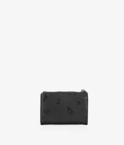 Best Bosanova Billetero pequeño negro de piel con cremallera y compartimentos
