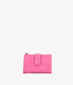 Outlet Bosanova Billetero pequeño rosa de piel con cremallera y compartimentos