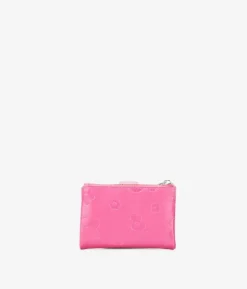 Outlet Bosanova Billetero pequeño rosa de piel con cremallera y compartimentos