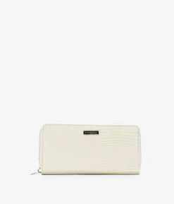 Outlet Bosanova Billetero rectangular piel vegana cocodrilo beige con cremallera