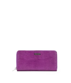 Sale Bosanova Billetero rectangular piel vegana cocodrilo lila con cremallera