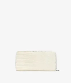 Outlet Bosanova Billetero rectangular piel vegana cocodrilo beige con cremallera