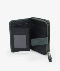 Outlet Bosanova Billetero verde en piel con flor de Barcelona
