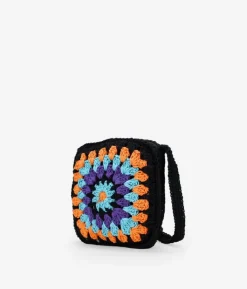 Best Bosanova Bolso de crochet cuadrado negro y multicolor