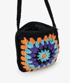 Best Bosanova Bolso de crochet cuadrado negro y multicolor