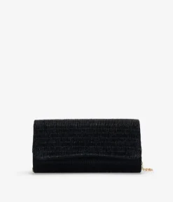 Best Bosanova Bolso de fiesta negro con solapa plisada