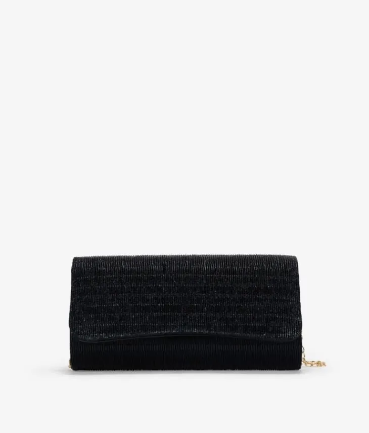 Best Bosanova Bolso de fiesta negro con solapa plisada