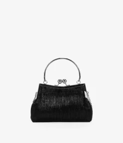 Discount Bosanova Bolso de fiesta negro con boquilla y asa metálica