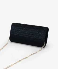Best Bosanova Bolso de fiesta negro con solapa plisada