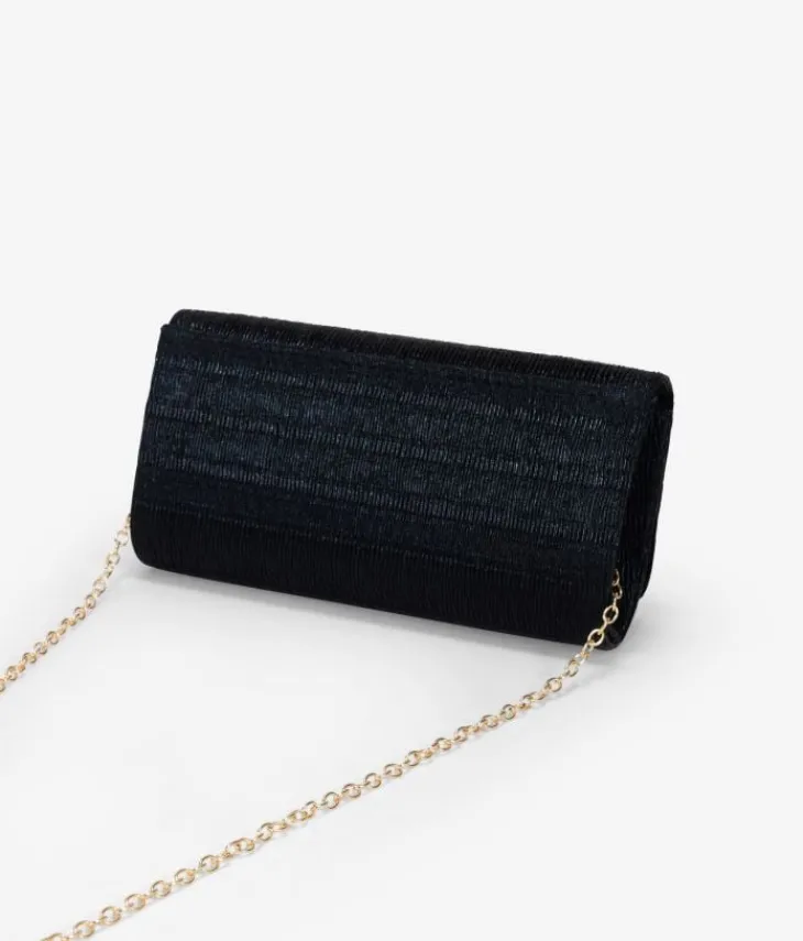 Best Bosanova Bolso de fiesta negro con solapa plisada