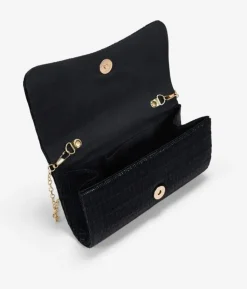 Best Bosanova Bolso de fiesta negro con solapa plisada