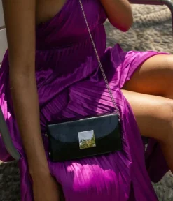 Best Bosanova Bolso de fiesta negro con solapa y metal