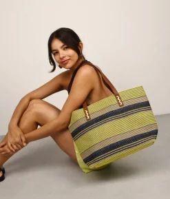 Fashion Bosanova Bolso de hombro azul en rafia con cremallera