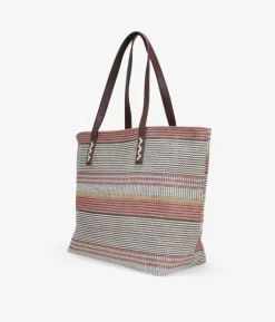 Fashion Bosanova Bolso de hombro beige en rafia con cremallera