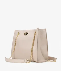 Best Bosanova Bolso de hombro cuadrado beige con asas de cadena