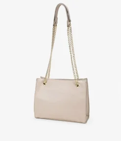 Best Bosanova Bolso de hombro cuadrado beige con asas de cadena