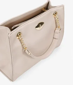 Best Bosanova Bolso de hombro cuadrado beige con asas de cadena