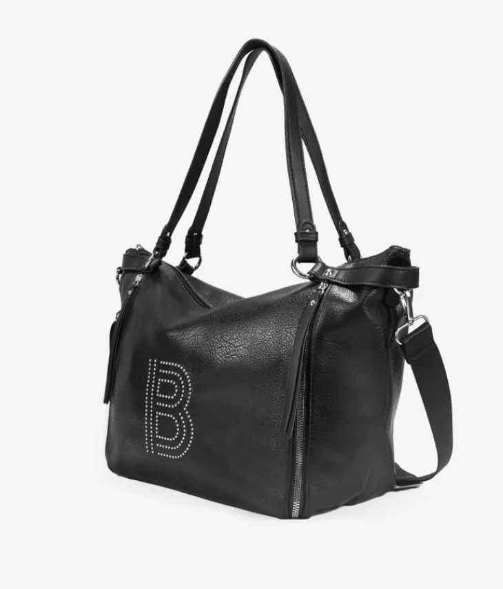 Fashion Bosanova Bolso de hombro negro con tachas