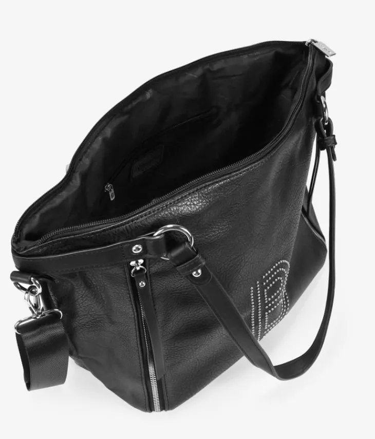 Fashion Bosanova Bolso de hombro negro con tachas