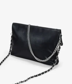 Hot Bosanova Bolso de hombro negro con solapa y tachuelas