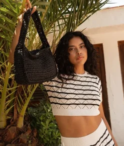 Best Bosanova Bolso de hombro negro en rafia