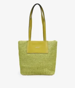 Fashion Bosanova Bolso de hombro verde en rafia con cremallera
