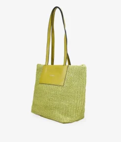 Fashion Bosanova Bolso de hombro verde en rafia con cremallera