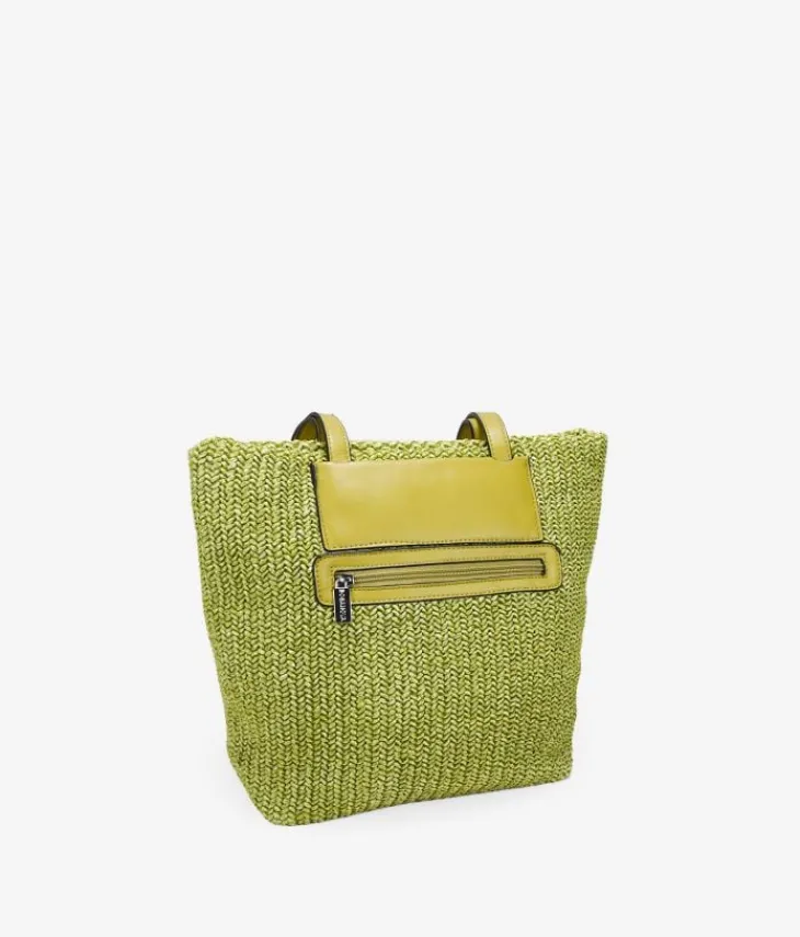 Fashion Bosanova Bolso de hombro verde en rafia con cremallera