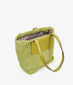 Fashion Bosanova Bolso de hombro verde en rafia con cremallera