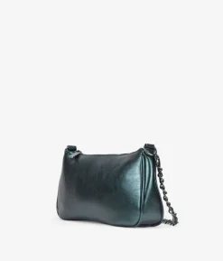 Online Bosanova Bolso de hombro verde metálico con cadena