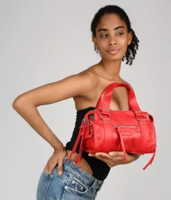 Outlet Bosanova Bolso de mano rojo rectangular con tachuelas