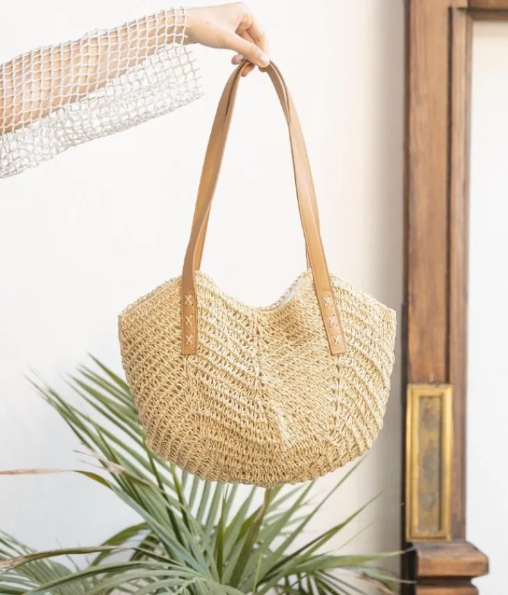 Best Bosanova Bolso de playa beige en rafia