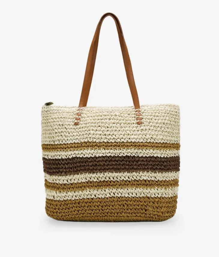 Best Bosanova Bolso de playa marrón en rafia con rayas