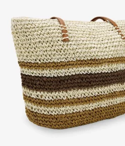 Best Bosanova Bolso de playa marrón en rafia con rayas