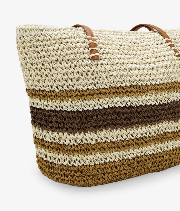 Best Bosanova Bolso de playa marrón en rafia con rayas