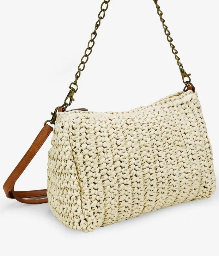 Best Bosanova Bolso de rafia beige con cadena